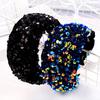 Fashion Bling Sequined Headwear Wide Hair Hoop Women Velvet Headband Hairband