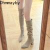 Winter Fashion Stretch Fabric Women Over The Knee Sock Boots Street Style Thick Heel Party Stripper Female Silm Long Booties