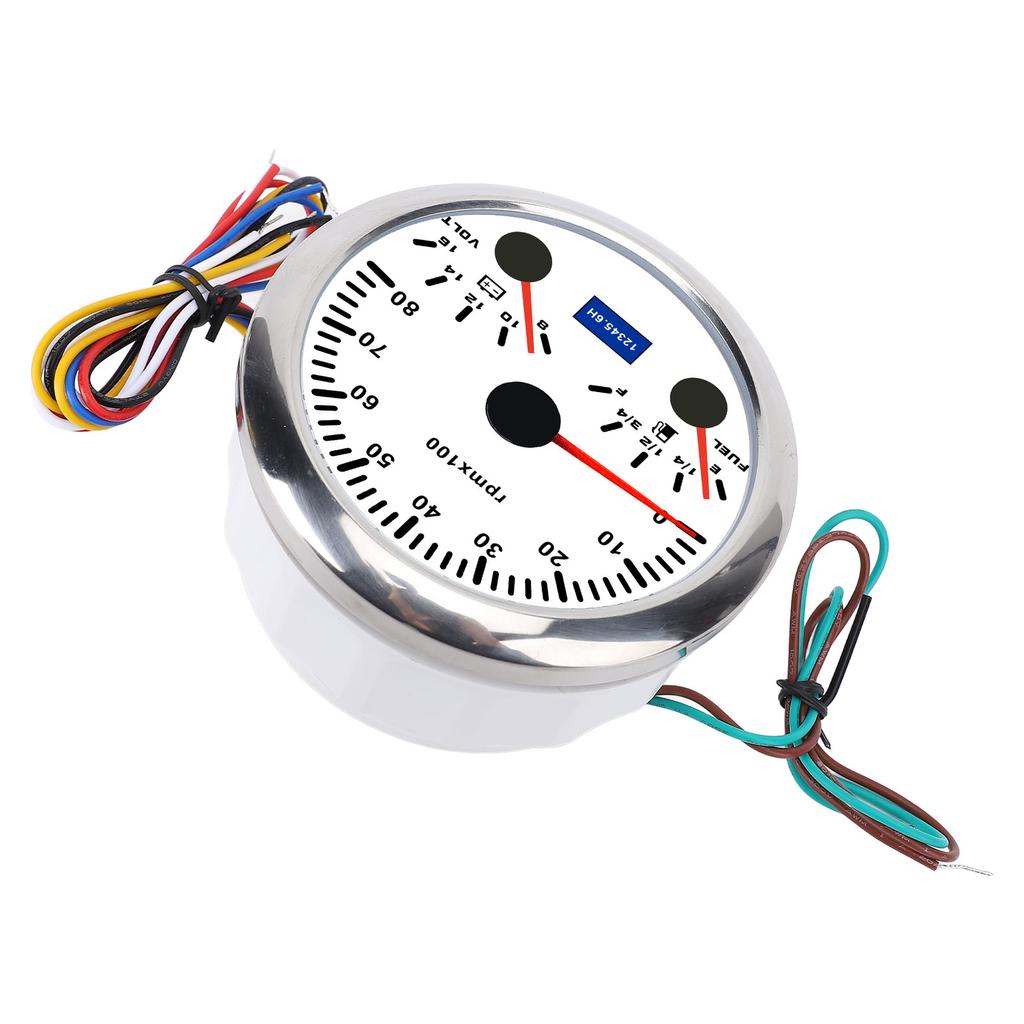 3 In 1 85mm Tachometer DC 9 To 32V 8000rpm 8 To 16V Voltage Gauge E 1 4 1 2 3 4 F Fuel Level 7 Color Backlight for RV