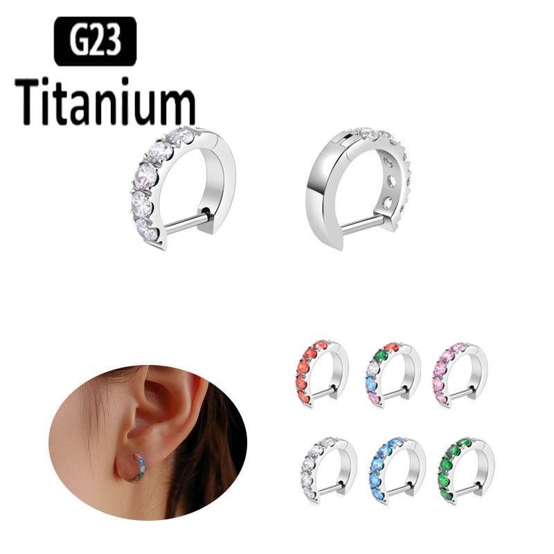 G23 Titanový Piercing Kloubový Segmentový Septum Kruh Nosní Kroužky Clicker Ušní Chrupavka Tragus Helix Body Šperky 16G D-tvarovaný Náušník