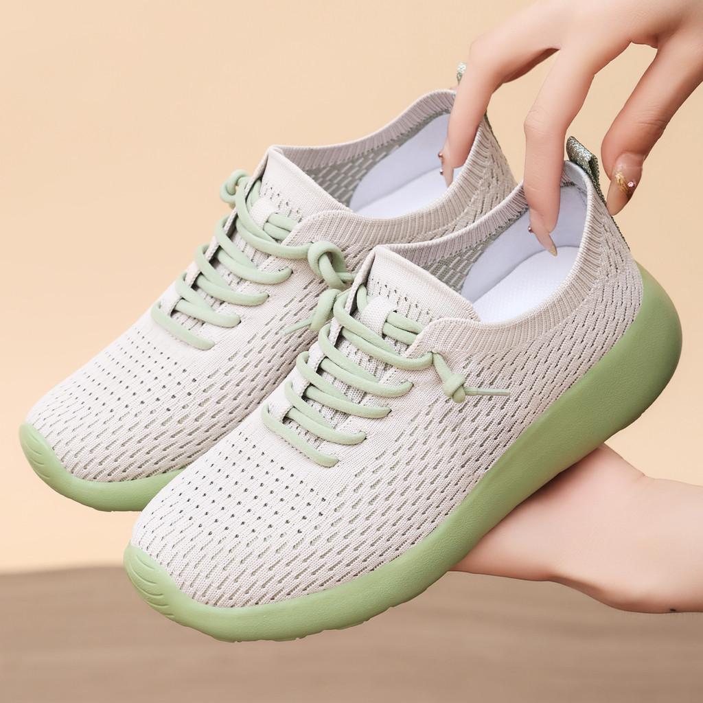 Casual Womens Breathable Flyknit Sneakers With Flat Sole For Summer Comfort