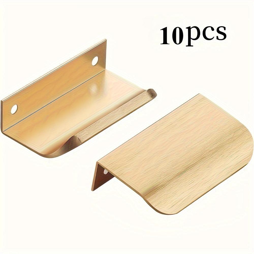

10-Pack Gold Cabinet Handles, Stylish Finger Edge Pulls for Kitchen & Bathroom, Durable Metal Construction