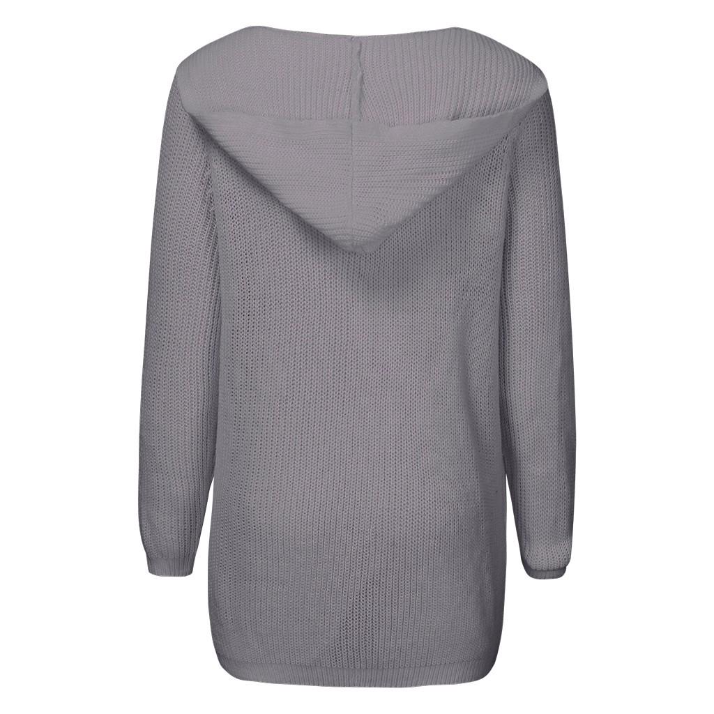 Dame Mote Høst/Vinter Langermet Hettegenser Strikkede Gensere Topper