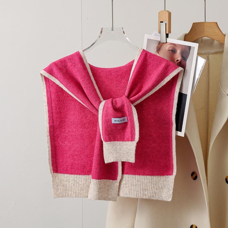 Korean version with knitted shawl women's spring and autumn foreign style with shirt high-end knitted scarf vest