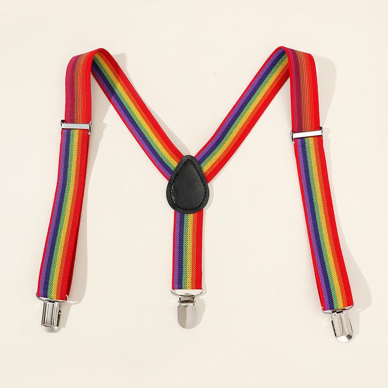 Bretele elastice cu dungi multicolore reglabile pentru costume si imbracaminte pentru copii