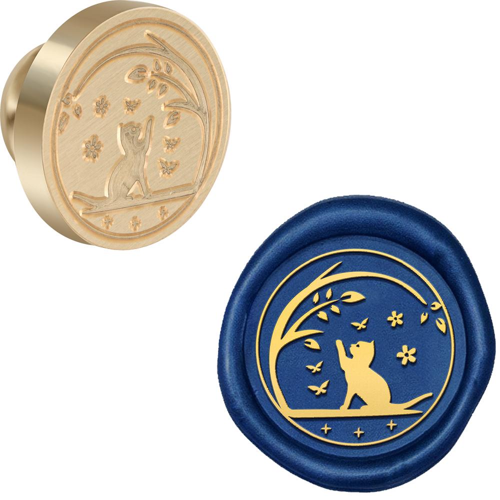 Cat Series Wax Seal Stamp Animals Pattern Sealing Wax Stamp 25mm Removable Brass Head for Envelope Card Package Decoration