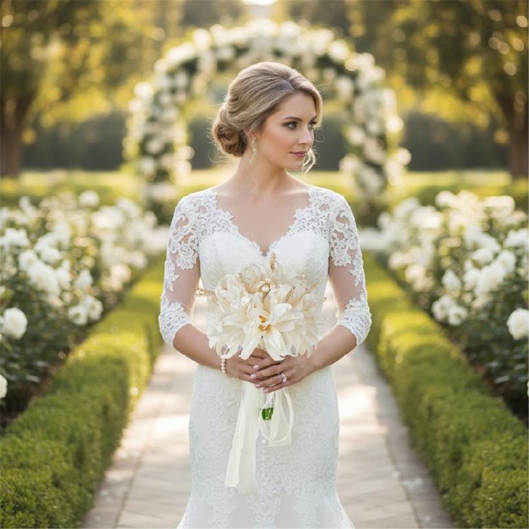 Pearls Decors Artificial Orchid Bride Bouquet Wedding Flower Arrangement Bridal Shower Photoshoots Decoration