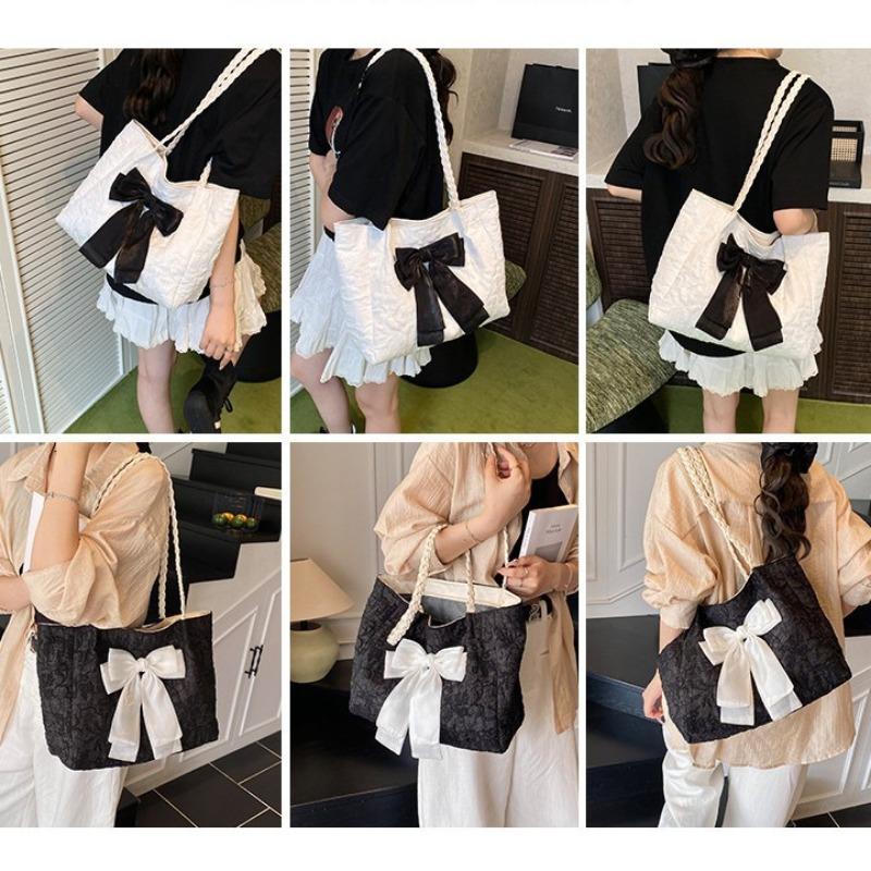 Today's Popular Commuter Shoulder Bag Women's New Fashionable Versatile Cute Bow Underarm Bag Tote Bag