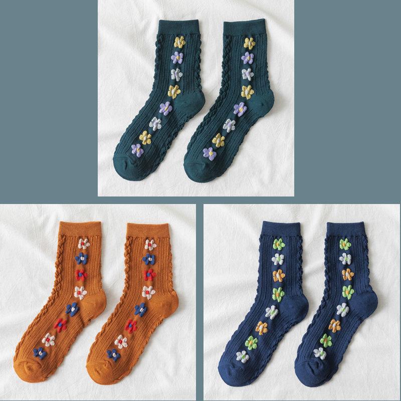 1/2/3 STÜCK Lustige Damen Socken Niedliche Frühling und Herbst Winter Japanische Harajuku Blumen Socken Mode Retro College Stil Liebliches Mädchen Hot Sell