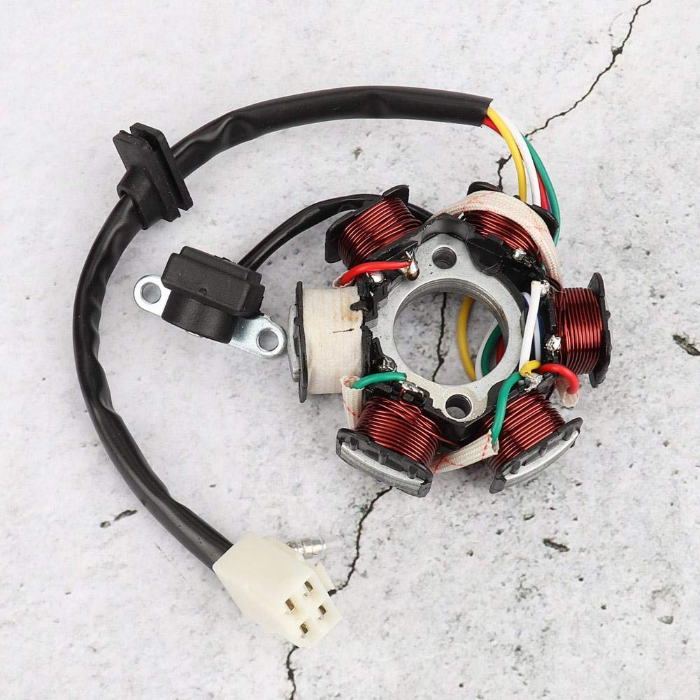 Qiilu Magnetic Stator, 6 Coils 5 Wires Magnetic Stater Coil Fits 50cc 70cc 90cc 110cc 125cc ATV Go Kart