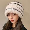 New Autumn and Winter Plush Hat for Women Korean Style Versatile Warm Thickened Cute Knitted Hat Showing Face Small Plus Velvet Snow Hat