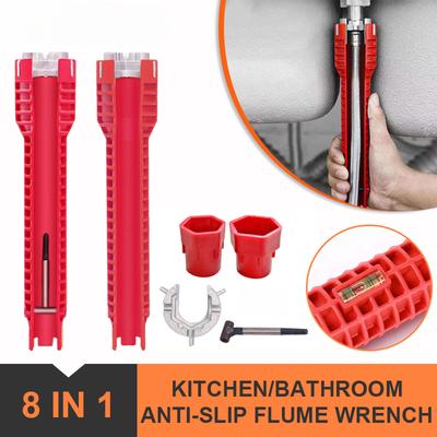 Chiave per canale d'acqua 8 in 1 Strumento di riparazione per lavello da cucina antiscivolo Strumento per rubinetto multifunzione per bagno Chiave per installazione idraulica