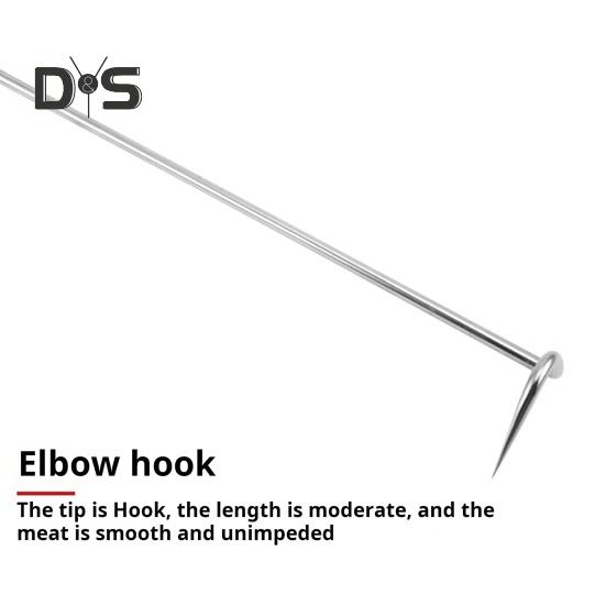 BBQ Steak Grill Hook Meat Turner Wooden Handle Stainless Steel Food Flipper for Grilling Vegetables Portable Kitchen Tool