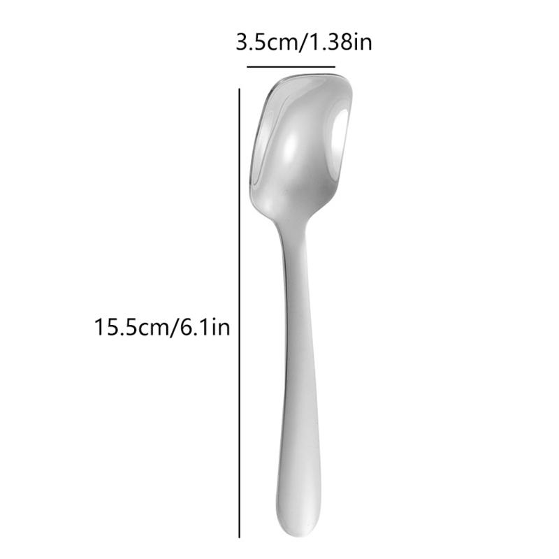 304 Stainless Steel Children's Spoon Fork Ice Cream Spoon Short Handle Square Head Spoon Spaghetti Salad Fork Student Tableware