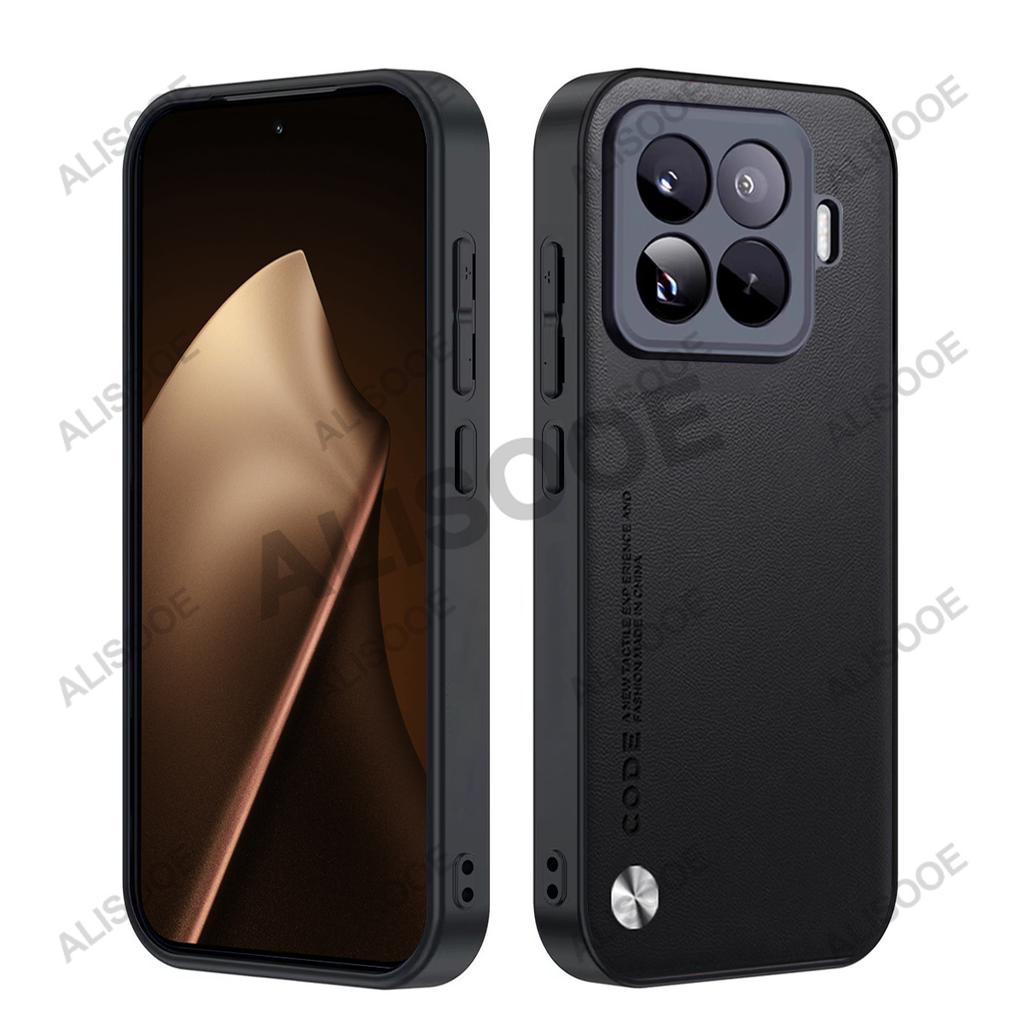 Stoßfeste Hülle für Xiaomi 15T / 15T Pro Hülle Luxus Fasertextur PU-Leder Vollschutz Handy Capa Abdeckung