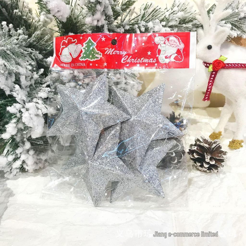 Gold Glitter 3D Five-Pointed Star Christmas Tree Ornaments