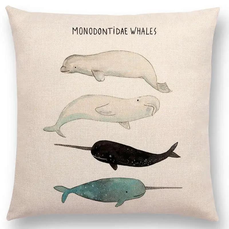 Newest Fashion Nordic Style Whale Cushion Cover Ocean Whales Home Pillow Case   Pillows Covers