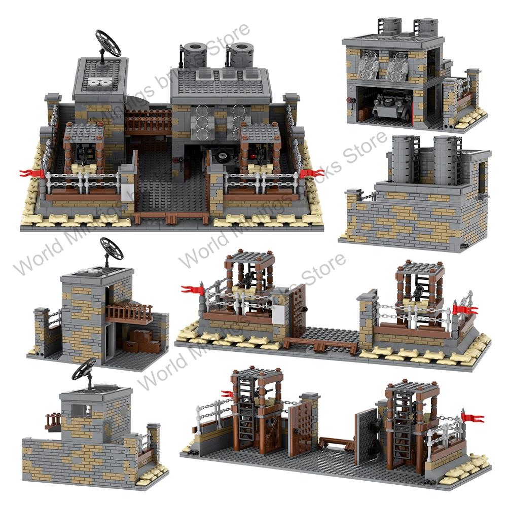 MOOXI MOC WW2 Military Battlefield Bases Bricks War Artillery Compatible Figures Building Blocks Set Toys For Children Adults 3D