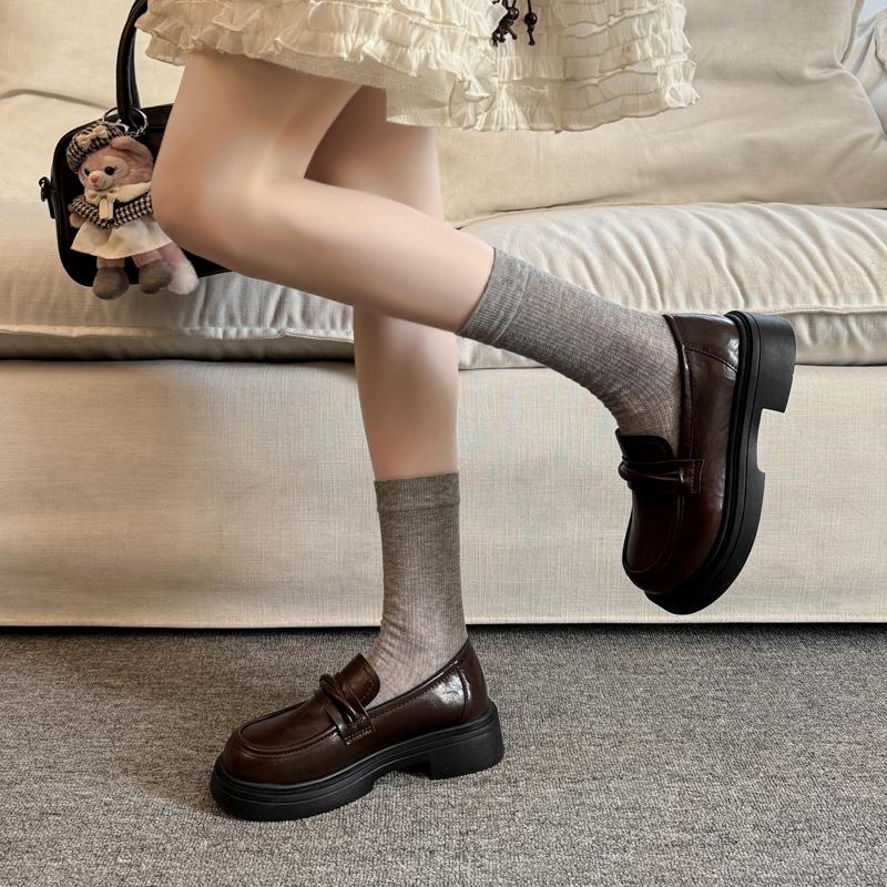 2026 New Spring College Style Women Chunky Loafers Shoes Fashion Shallow Slip On Shoes Elegant Soft Sole Dress Leather Shoes