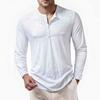 Men's Cotton Henley T Shirt Long Sleeve T-Shirts Basic Casual Button Collar Breathable Daily Tops Tees