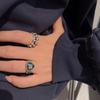 Korean-Japanese Vintage Iridescent Zircon Heart & Wave Adjustable Ring for Women