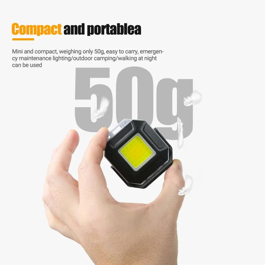 COB 1-5PCS Flashlight Mini Protable Keychain Lamp EDC Torch Outdoor Waterproof Emergency Camping Fishing Work Lights