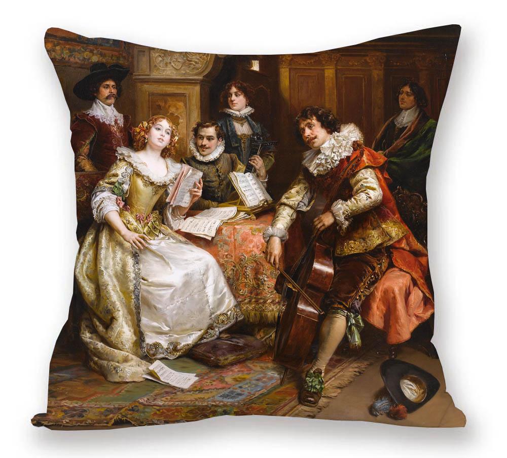 European Royal Woman Beauty Portrait Painting Cushion Covers Decorative Pillow Case For Sofa 45X45cm