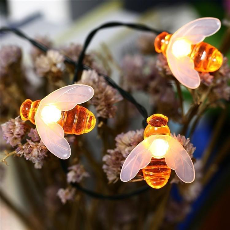 Solar Little Bee LED Outdoor String Lights - Courtyard & Garden Decorative Lights for Festive Atmosphere
