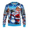 Unisex Christmas Sweatshirt With 3D Snowman Santa Print Hooded Long Sleeve Cotton Pullover Holiday Casual Wear