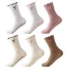 Women's Non-Slip Mid-Calf Pilates Yoga Socks with Bow Embroidery