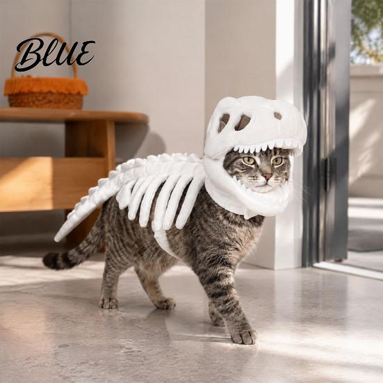 Divertente Costume da Festival per Animali Domestici Costume Scheletro di Dinosauro per Animali Domestici Apparel 3D Luminoso al Buio Halloween Cani Vestito Dino Gatti Cosplay Festa Festiva Divertente
