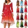 Sukienki na imprezę świąteczną z nadrukiem dla kobiet Vintage sukienka midi na Boże Narodzenie Sukienki codzienne Sukienka koktajlowa Sukienki na imprezę świąteczną