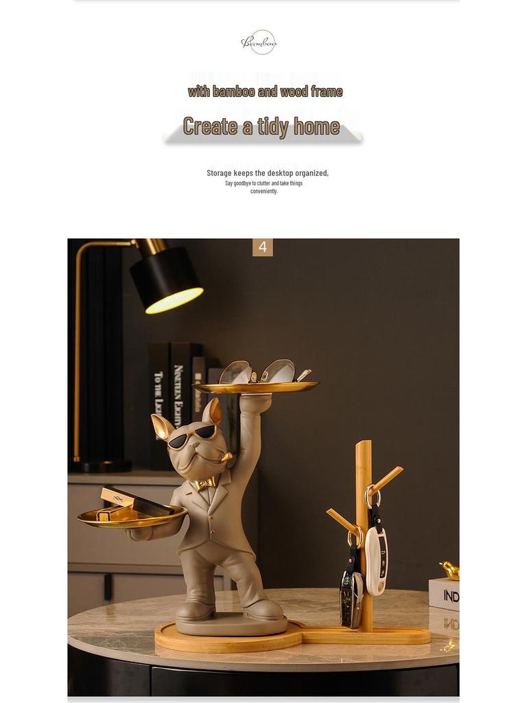 Luxurious Bulldog Key Holder and Storage Tray for Entryway Decor