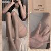 Ultra-thin Black Silk Open Crotch Bodysuit: Hand-tear Sexy See-through Cross Stockings