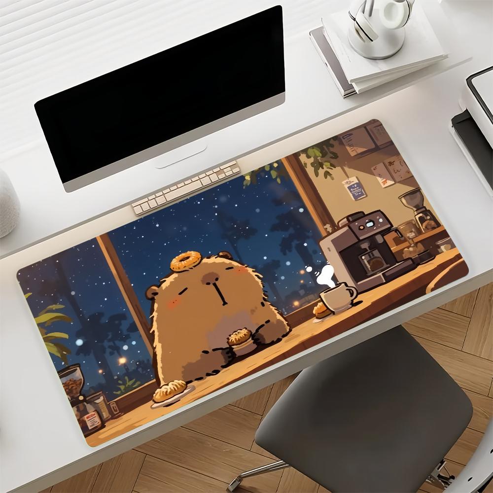 Süßes Capybara Cartoon Mauspade Rutschfeste Gummi Gamer Balance Computer Matte Decoracion Schreibtischmatte Laptop Büro Groß