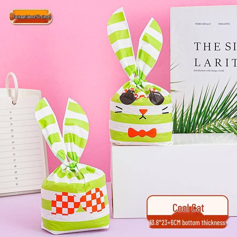 2025 Cartoon Rabbit Ear Plastic Bags for Snacks & Baking - Gift Set of 50