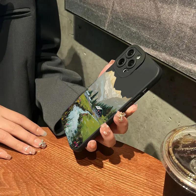 Rural Scenery PaintingFor iPhone 16 Pro Max 15 14 13 12 11 XS X XR 7 8 16 Plus SE 2020 16E Silicone Case Shockproof Soft Cover