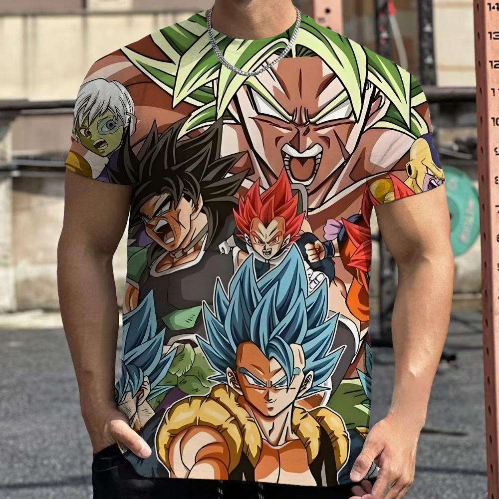 Dragon Ball Tops Anime Figures Son Goku Super Saiyan Boys Clothes Summer Short Sleeve