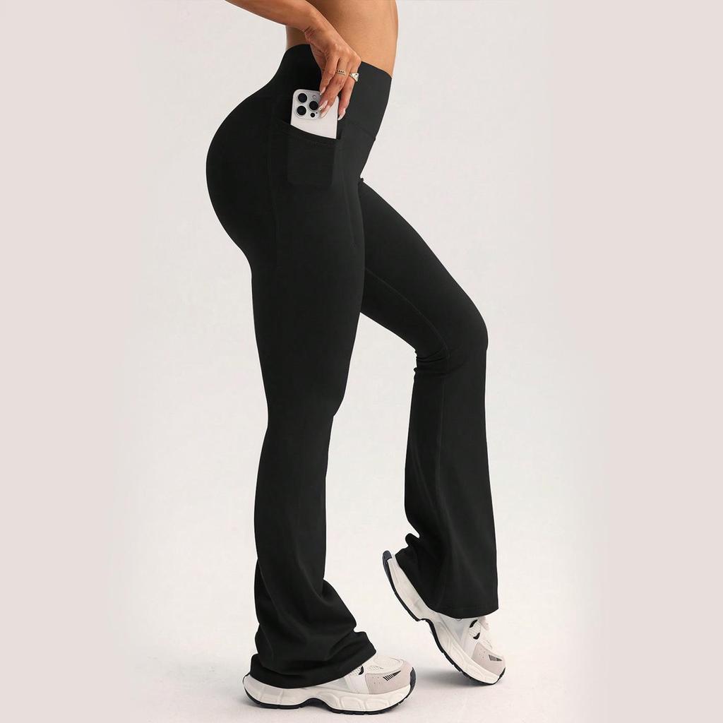 Women's High-Waist Slim Flare Yoga Pants: Peach Hip-Lifting Fitness & Outdoor Sportswear