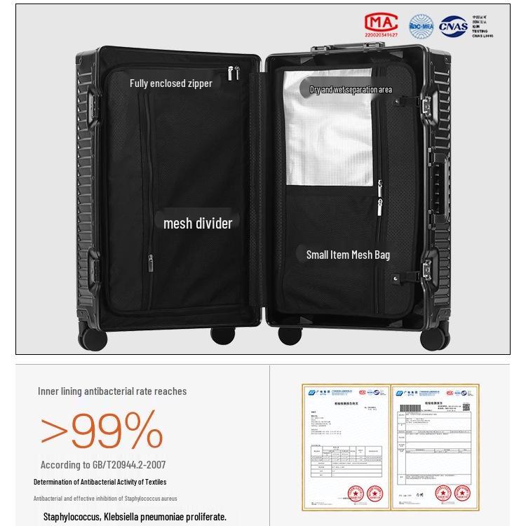German Alloy Trolley Case, 20-inch Carry-on with Laptop Compartment – Multifunctional Travel Luggage