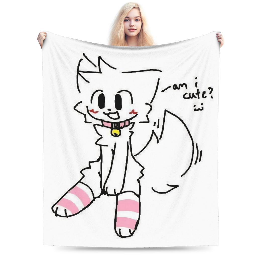 Boykisser Silly Cat Blankets Fleece Spring Autumn Cartoon Portable Super Soft Throw Blankets for Bedding Outdoor Quilt