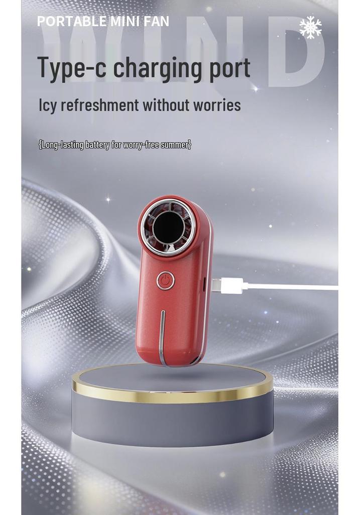 Handheld High-Speed USB-Charging Portable Fan with Digital Display and Strong Turbine Wind