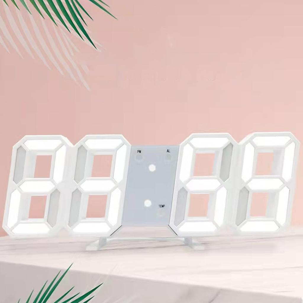 LED Room Decor 3D Digital Alarm Clock (TabletopWall Mount) with Snooze Function, 4 Brightness Levels, CalendarTemperature Display12H24H Time Display
