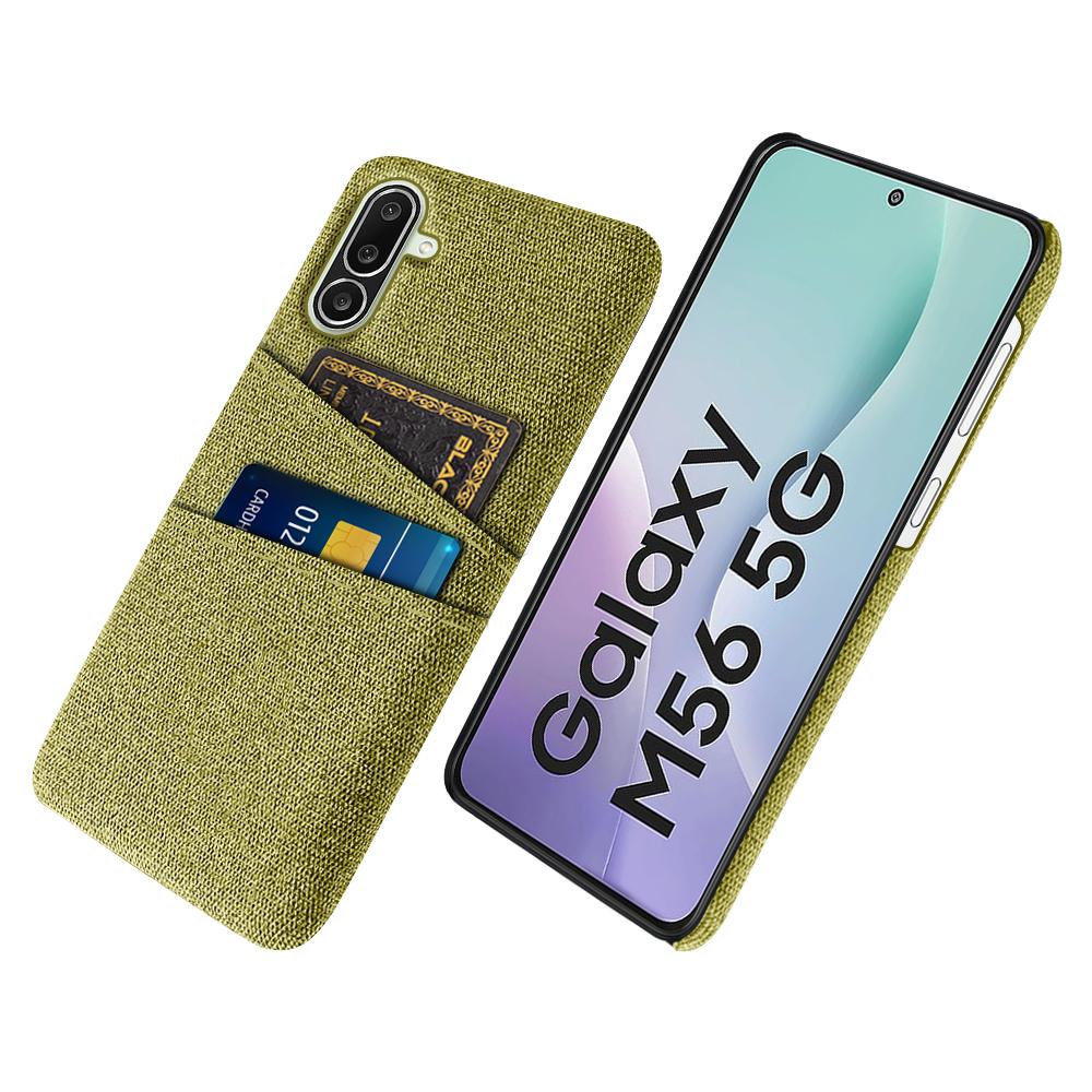 

For Samsung Galaxy M56 5G Case Cloth+Hard PC Phone Cover with Dual Card Slots Yellow