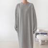 New Arrivals Open Run Women Round Stripe Long Dress Loose Fit Puff Sleeve