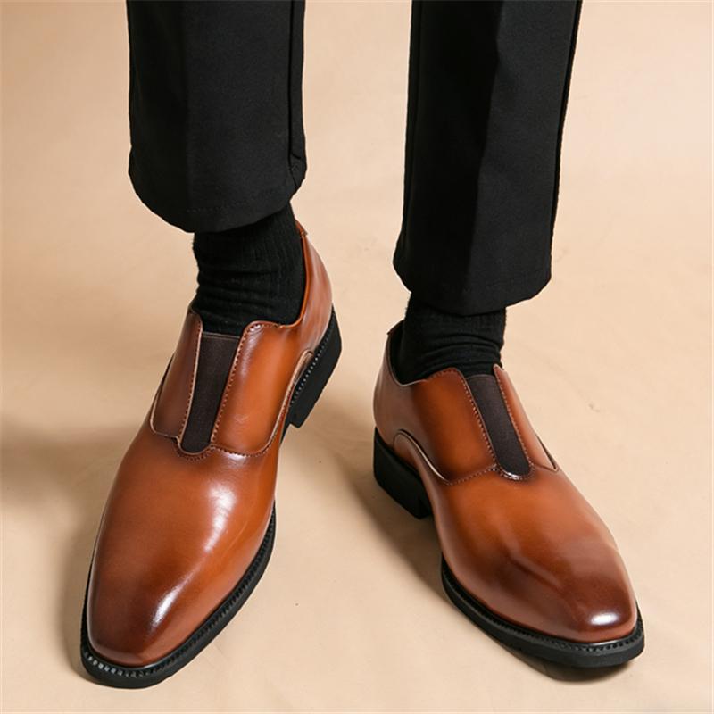 British Designer New Pointed Brown Black Business Casual Shoes for Men Formal Wedding Prom Dress Homecoming Pageant Footwear