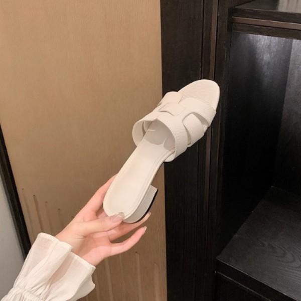 Yuanlitong high-heeled sandals women's high-end woven word with retro slippers women's high-value outer wear fairy style