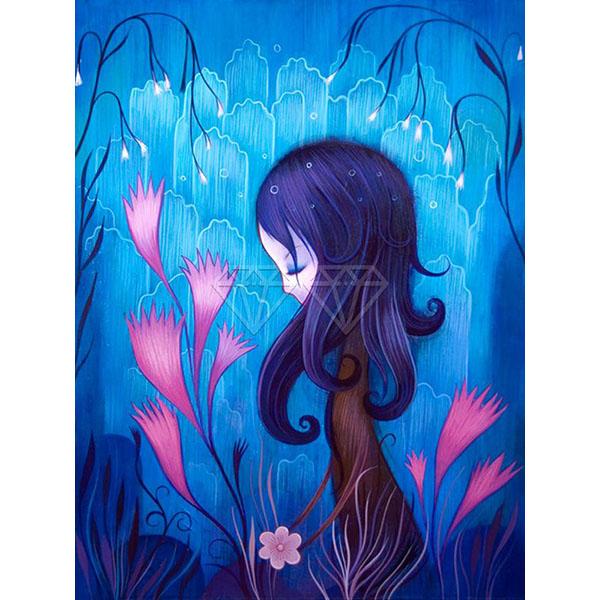 5D DIY Diamond Painting Kit Fresh Comic Beauty  Art Diamond Embroidery Rhinestones Decorations for Home