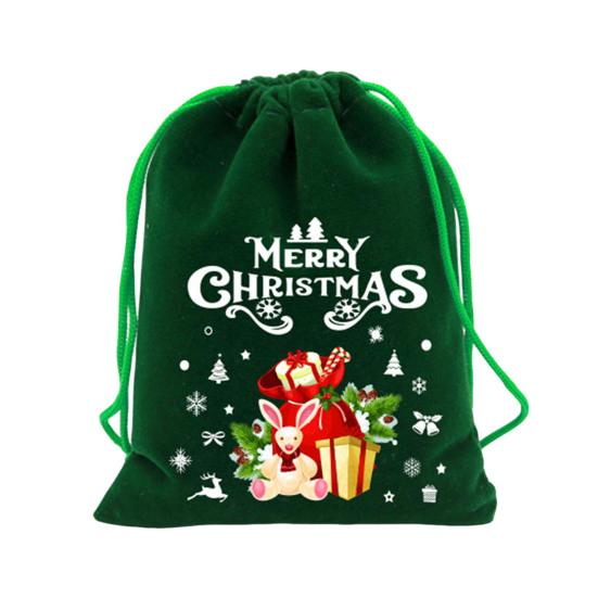Red Christmas Drawstring Gift Bags Fabric Favor Pouches for Candy Apples Holiday Gift Bag