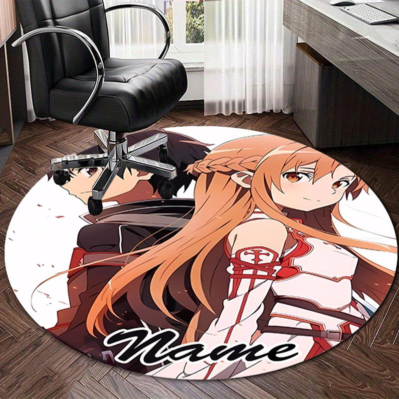 Personalized S-Sword Art Online Round Chair Office Rug - Perfect for Mat, Office Chair & More - Ideal Gift for Birthdays and Holidays